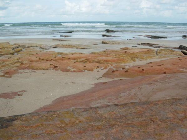 Sandstone rocks along the beach