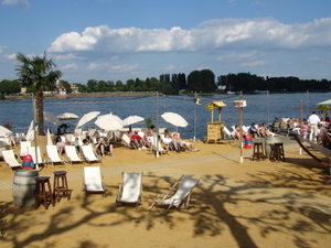 The beach on the Rhine in the town of Mainz.