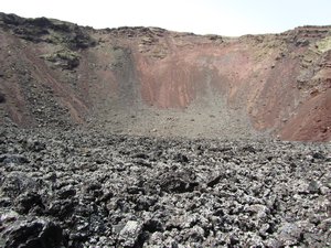 Interior of a crater and the resulting lava field