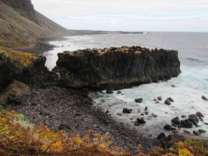 Lava flow formations along the coast
