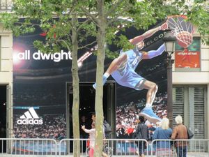 Dwight "hooping" it up on the Champs Elysees