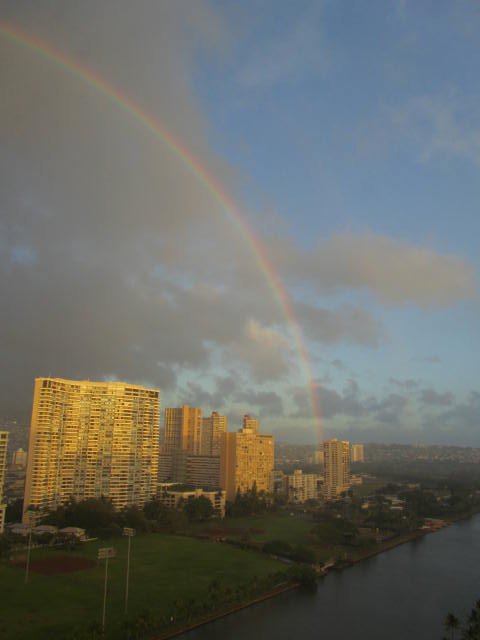 Honolulu rainbow from our hotel room on the 24th floor