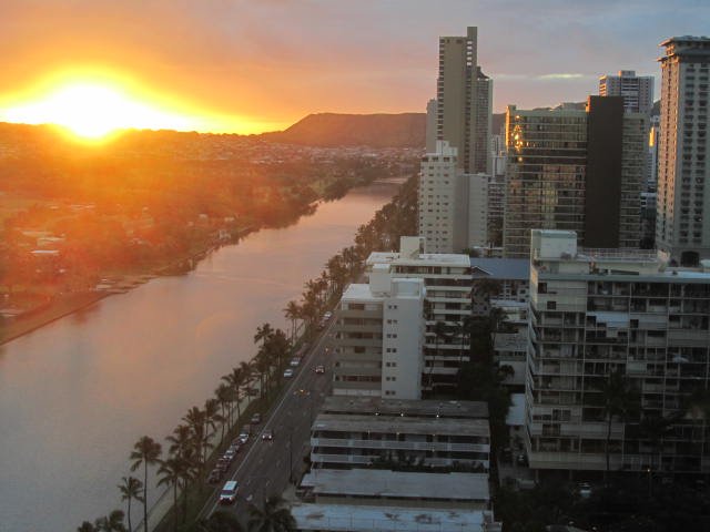 Waikiki sunrise from hotel room