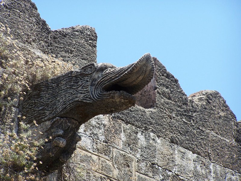 Medieval gargoyles on the city walls