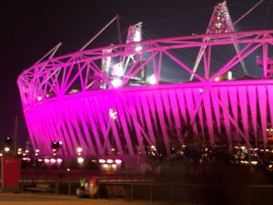 The lighted stadium
