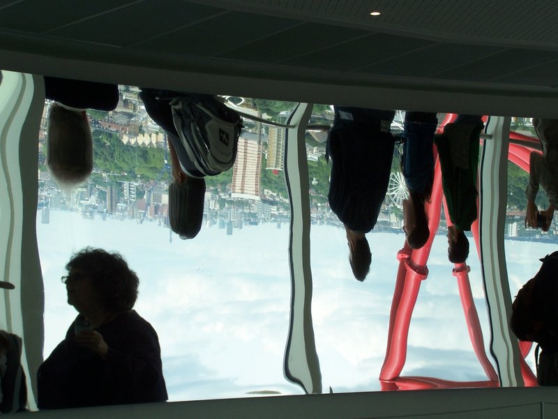 The crazy mirror at the top of the Orbit
