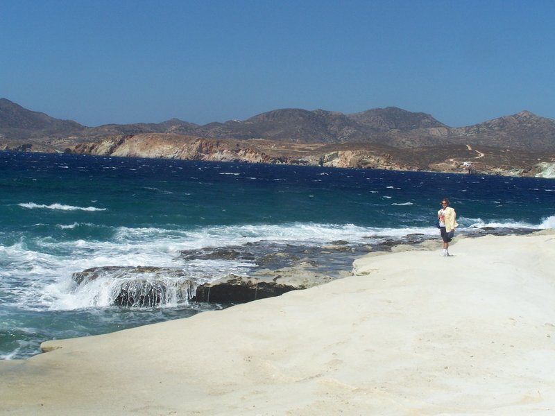 One of the white volcanic beaches