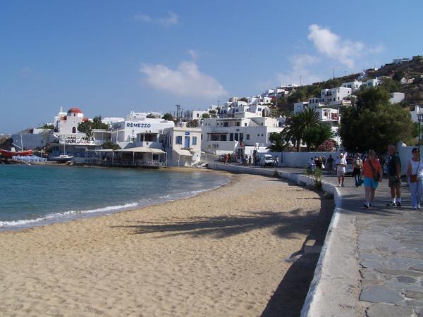 Mykonos from the town beach