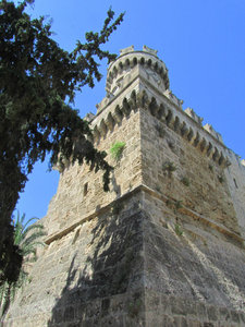 View of a guard tower from the moat