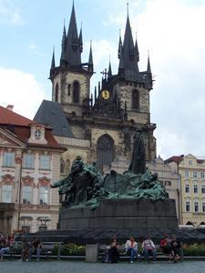 Tyn Church and the Old Town Square in the center of Prague