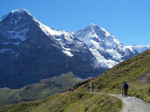 The Eiger, the Mönch, and the steadfast hiker