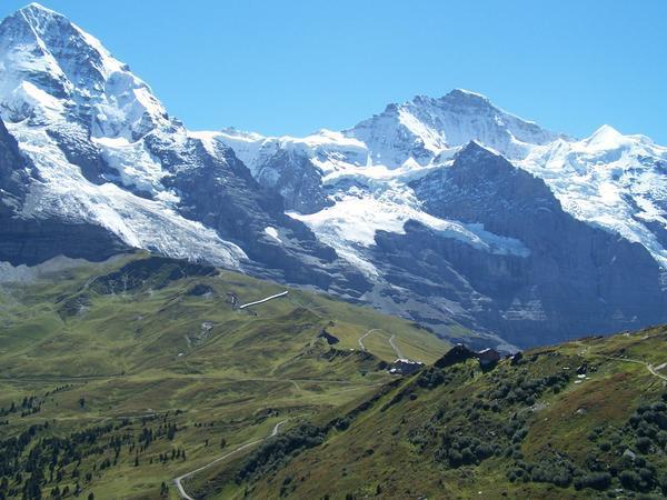 The Mönch, Jungfraujoch, and the Jungfrau