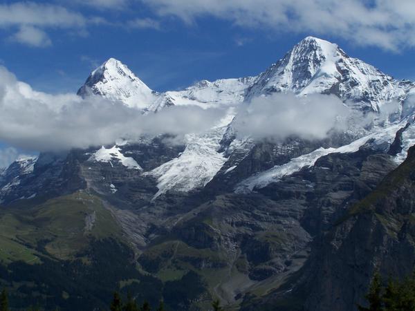 Eiger and Monch peeking out of the clouds