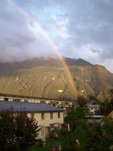 Rainbow from our Interlaken chalet balcony