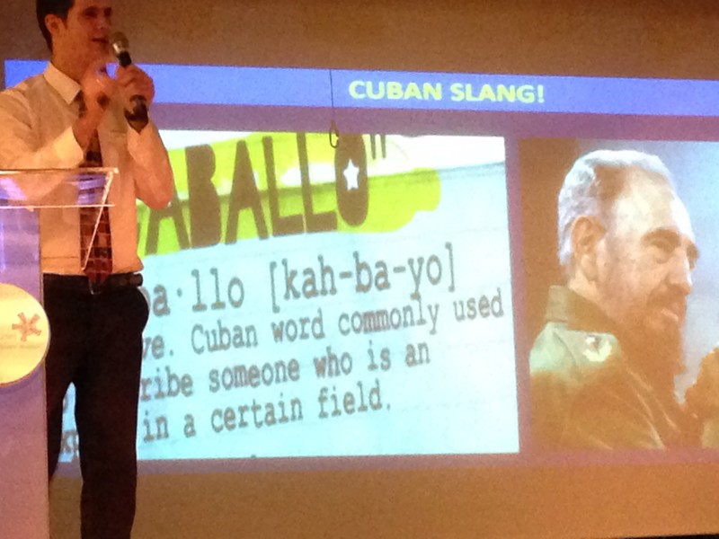 Julio gives a presentation on Cuban slang