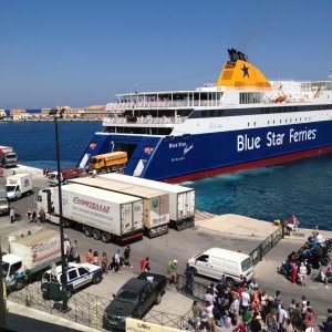 Ferry traffic in Ermoupoli, Syros