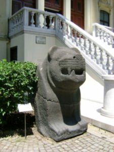 Hittite lion at the entrance to the Museum of the Ancient Orient