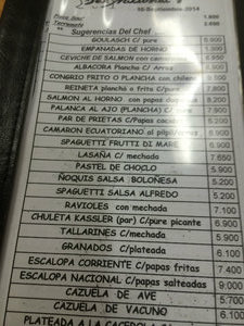 Menu in Spanish. Not a word I could understand
