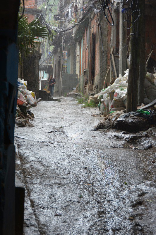 Favela in the rain in Rio