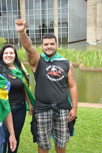 Brazilian skinheads at anti government demo - Brasilia