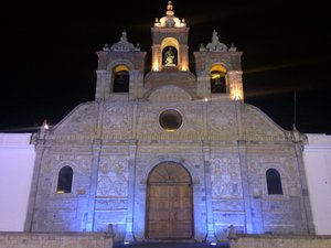 Church at night in Riobamba