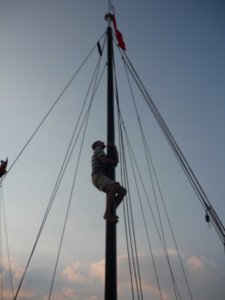 Climbing the flagpole