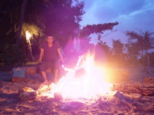 Mike by the campfire, Mai Khao