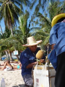 Pineapple on the beach. Ko Tao, Thailand