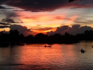 Sunset over the river, Don Det, Laos