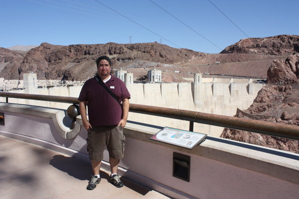 Posing with Hoover Dam