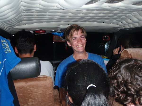 Inside our very cramped van