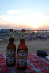 Beers at Sunset Over the Mekong