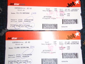 Our First Plane Tickets of the Trip