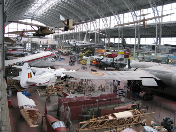 One part of the hangar with just planes