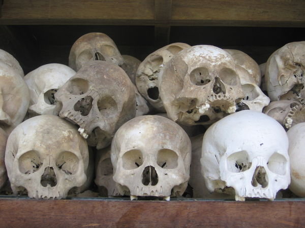Skulls from the mass graves at the killing fields