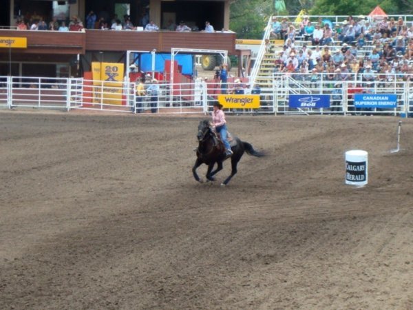 Cowgirl barrel racing
