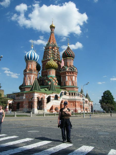 Me with Wanderer Bear in front of St. Basils Cathedral