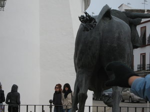 Bunker Molesting a Bull Statue