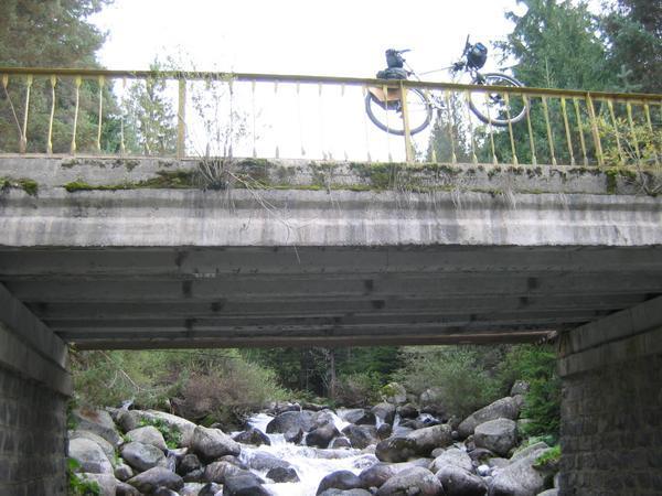 Bike on large bridge