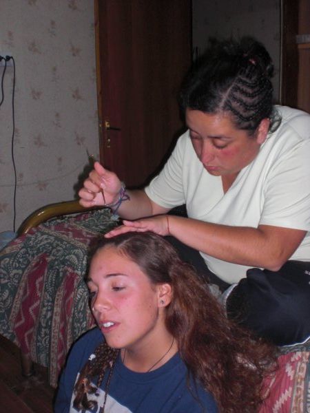 Cami braiding my hair