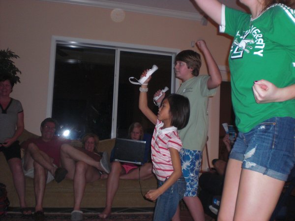 my cousins playing Wii