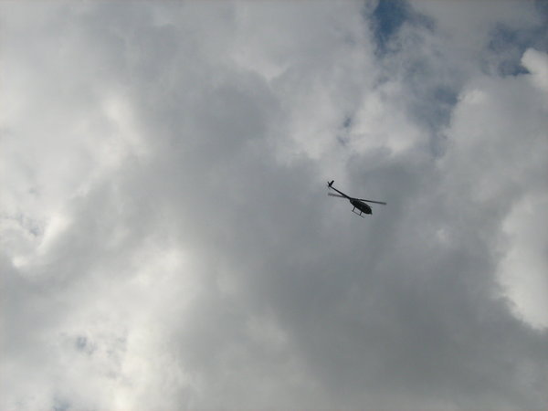 The helicopter shaowing the race