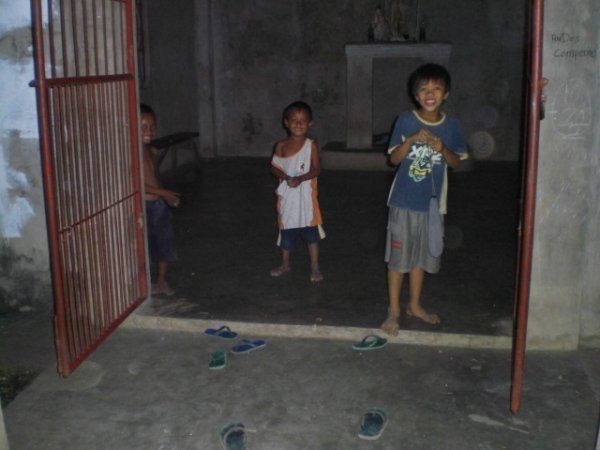 Children playing in a church