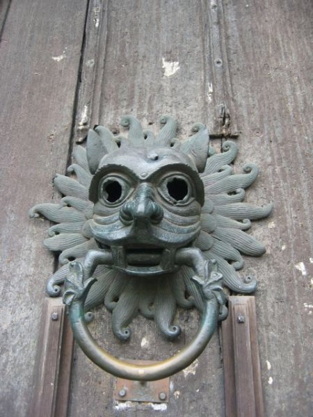 great old knocker on the cathedral door