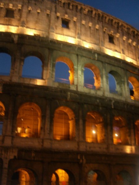 The Coliseum lit up at night