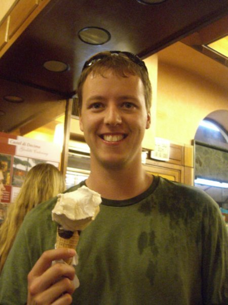 Ryan with his gelato after the rain