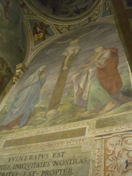 The painting at the top of the Holy Stairs