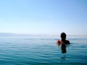 looking for my feet in the Dead Sea