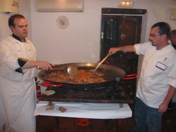 Making paella for lunch