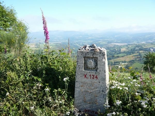 Waymarker on the Camino  - Getting closer to Santiago!